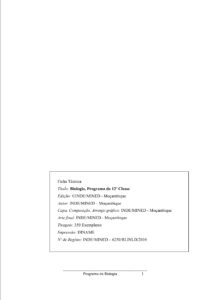 Biologia da 12ª Classe Programa de Ensino (INDE 2010 - Antigo) em PDF