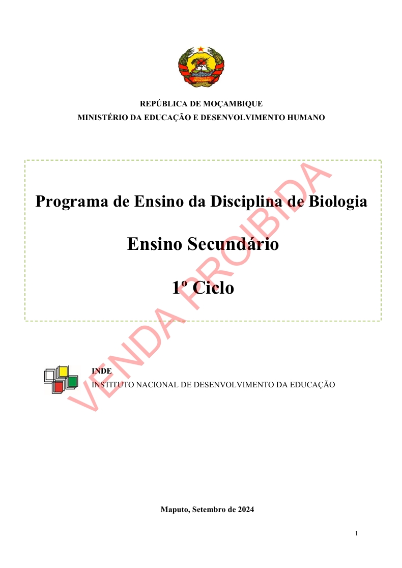 Biologia da 9ª Classe - Programa de Ensino (INDE 2024) em PDF