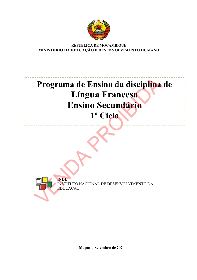 Francês da 8ª Classe - Programa de Ensino (INDE 2024) em PDF