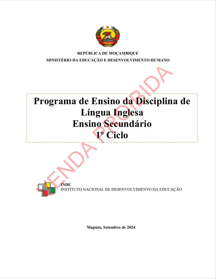 Inglês do I Ciclo - Programa de Ensino (INDE 2024) em PDF