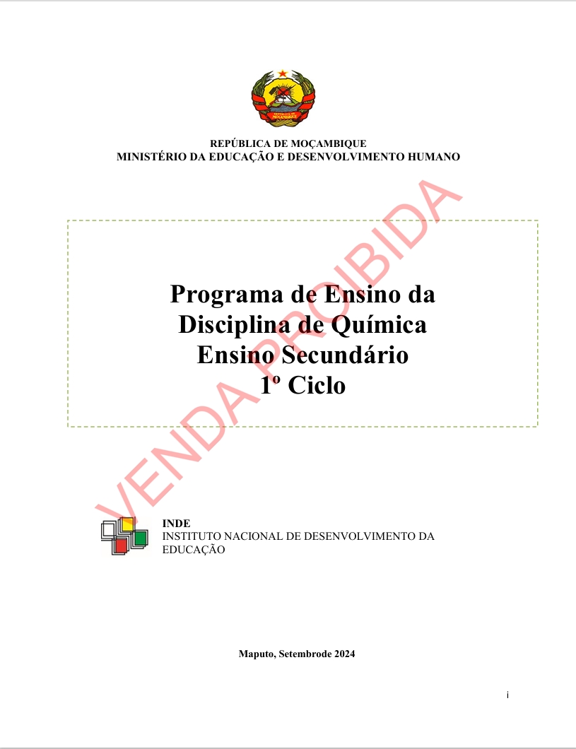 Química da 9ª Classe - Programa de Ensino (INDE 2024) em PDF