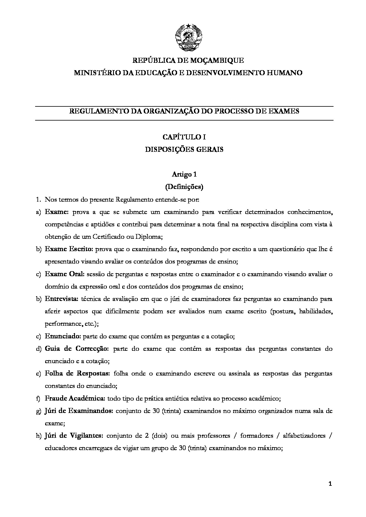Regulamento da Organização do Processo de Exames