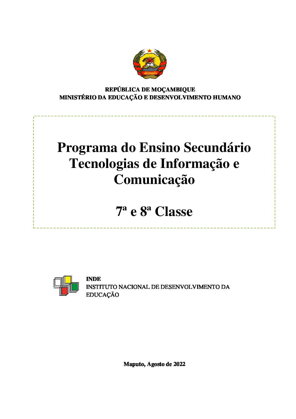 TIC's da 8ª Classe - Programa de Ensino em PDF